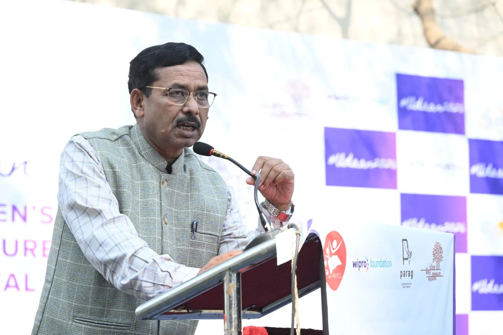 On stage with fellow writers — Nayi Dhaara 2026.