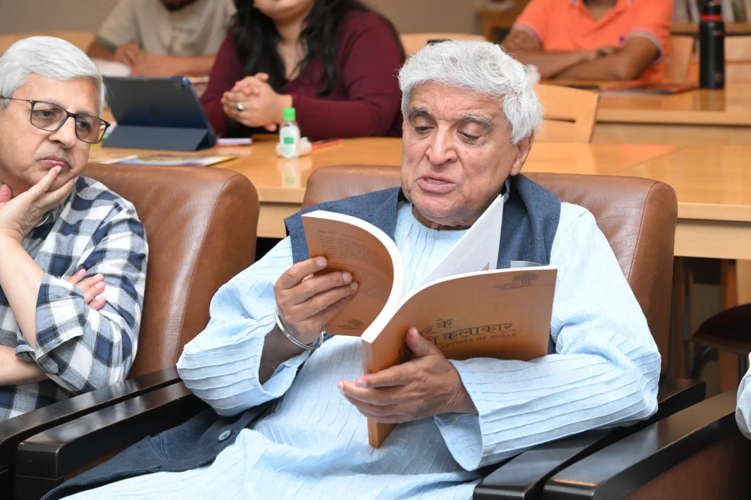 With Javed Akhtar at a book launch.